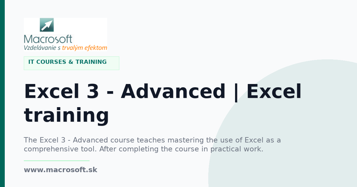 Excel 3 - Advanced | Excel training