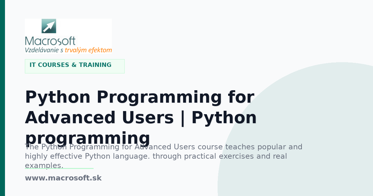 Python Programming for Advanced Users | Python programming